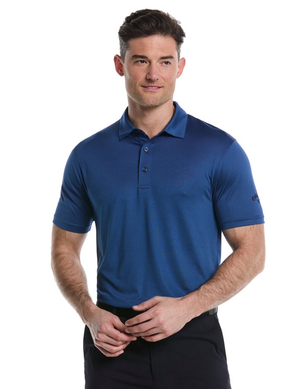CALLAWAY Blue Striped Opti-Dry Polo Golf Shirt Sz L